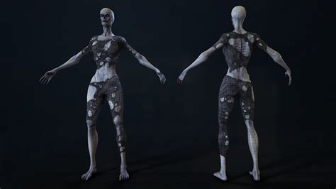 3d model zombie woman vr ar low poly rigged cgtrader