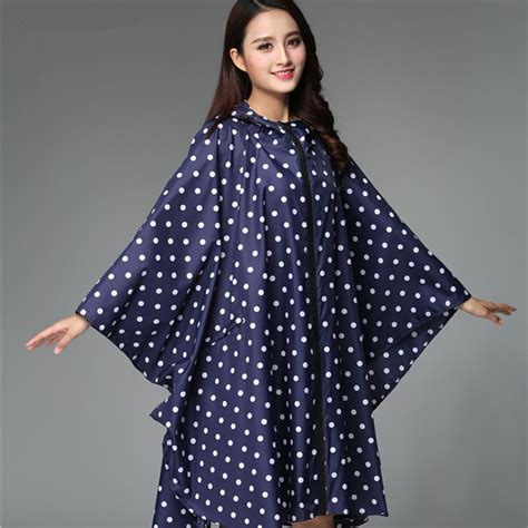 buy dots cloak raincoat women cute trench coat female