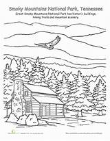 Coloring Mountains Pages Park National Smoky Sequoia Color Kids Sheets Mountain Printable Colouring Adult Book Worksheet Print Adults Drawing Education sketch template