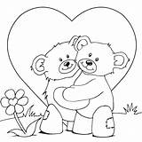 Coloring Bears Teddy Pages Valentine Cuddling Hugging Colouring Color Valentines Kids Seipp Dave Drawn sketch template
