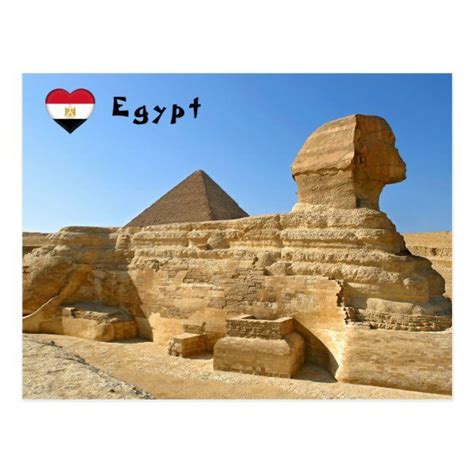 Great Sphinx Of Giza With Khafre Pyramid Cairo Postcard