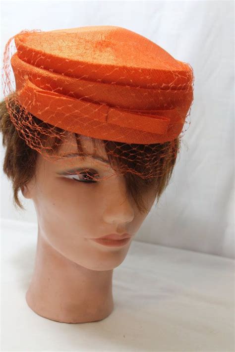 Simply Elegant 1960s Orange Pillbox Hat By Pamelamurphyvintage Bright