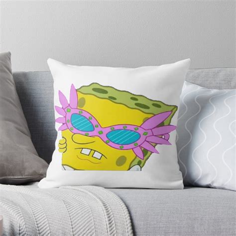 Spongebob Sunglasses Meme Throw Pillow By Jillhenriques Redbubble