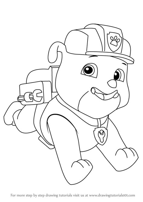 draw rubble  paw patrol drawingtutorialscom paw