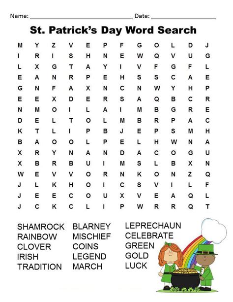 st patricks day word search  coloring pages  kids st patrick