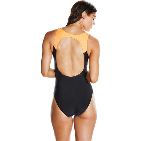 Speedo Hydrasuit Swimsuit Black Ultramarine Fluo Orange