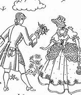 Embroidery Crinoline Lady Victorian Hand Pattern Couple Vintage Belle Ebay Patterns Machine sketch template