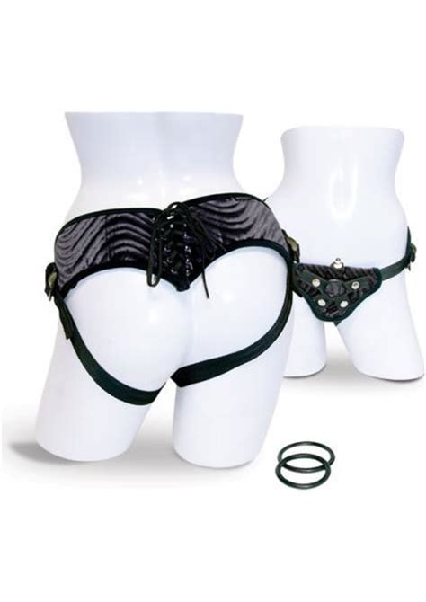 vibrating corsette strap on harness black on literotica