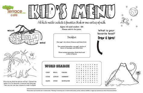 food menu template menu templates kids restaurants diner recipes