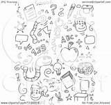 Doodles Clipart School Collage Cartoon Coloring Vector Cory Thoman Outlined Royalty Clipground sketch template