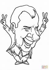 Coloring Nixon Richard Caricature Pages Printable sketch template
