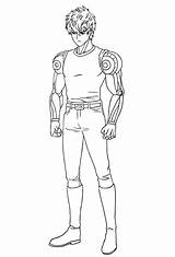 Genos Punch Cyborg Saitama Demon Dibujar Demonio Wonder Colorare sketch template