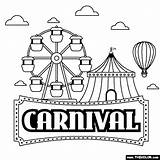 Coloring Carnival Pages Celebrations Rides Games sketch template
