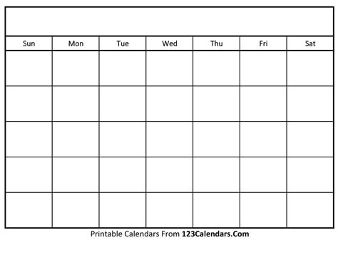 blank  month calendar template