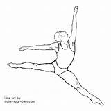 Ballet Dancer Male Coloring Drawings Dancers Own Color Pages Line Kids sketch template