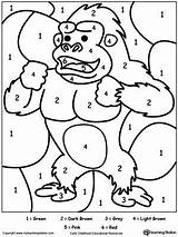 Number Color Gorilla Animal Numbers Printable Coloring Pages Preschool Myteachingstation Worksheets Cat Worksheet Kids Bird Jungle Colour Math Colouring Truck sketch template