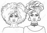 African Woman Girl American Vector Pretty Illustration Afro Drawing Portrait Hairstyle Young sketch template