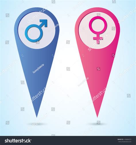 Male Female Sex Symbols Map Pin Stock Vector 143684572