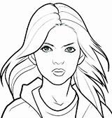 Coloring Face Pages Girl Portrait Kids Hunger Games Human Drawing Printable Woman People Faces Girls Color Realistic Print Carrie Underwood sketch template