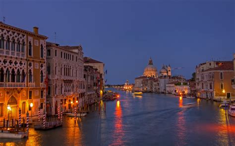 night view grand canal venice italy