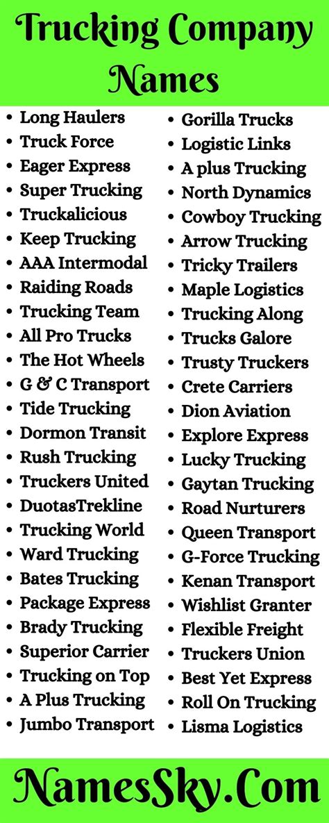 creative trucking company names ideas   work