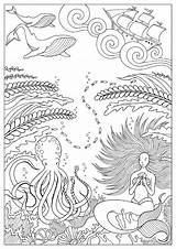 Coloriage Sirene Erwachsene Colorare Meerjungfrauen Adulti Sirenas Malbuch Adultos Justcolor Mermaids Wasserwelten Coloriages Meerjungfrau Aquatiques Mondes Ausmalbilder Mandala Adultes Sirène sketch template