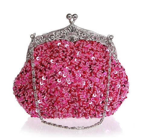 buy high quality hot pink ladies beaded sequined wedding evening bag clutch