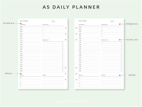 daily planner printable  daily planner insert  daily etsy