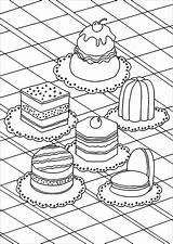 Coloring Cake Colorear Kleurplaten Adultos Tulamama Justcolor Appetizing Schattige Desserts sketch template