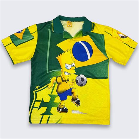 brazil vintage   simpsons soccer jersey brasil bart yellow green shirt matt