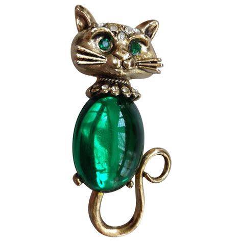 vintage green jelly belly cat pin cat pin vintage green