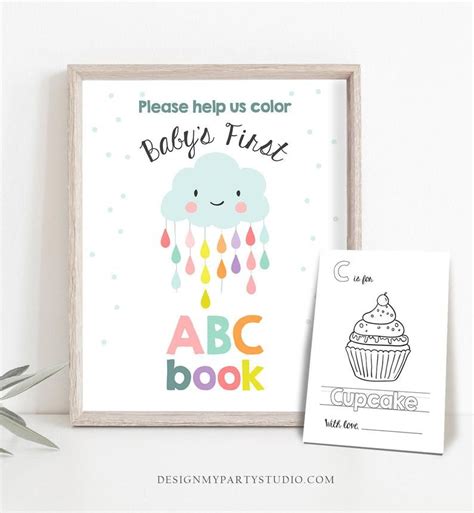 abc coloring book baby shower game shower activity baby book etsy