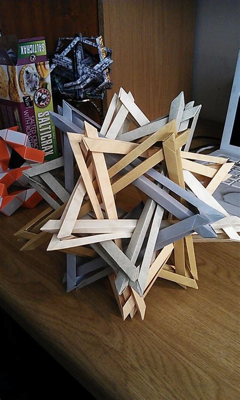 complex modular origami sculpture  glue origami modular