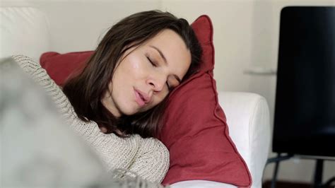 Beautiful Woman Sleeping On Sofa At Home Stock Video Footage Storyblocks