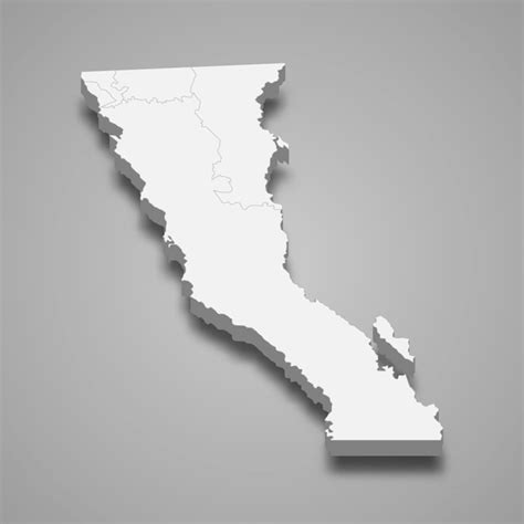 premium vector 3d map of baja california state of mexico illustration