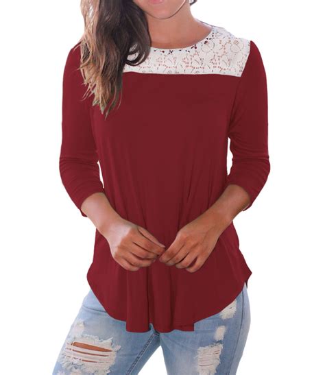 claret lace shoulder low cut back top womens shirt summer crew neck brief club ebay