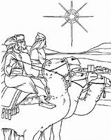 Drie Wijzen Kleurplaat Bijbel Hun Kamelen Kerst Stemmen sketch template