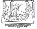 Esther Coloring Bible Pages Queen Dinner Party King Activities Xerxes Haman Kids Whatsinthebible School Story Color Printable Preschool Hosting Crafts sketch template