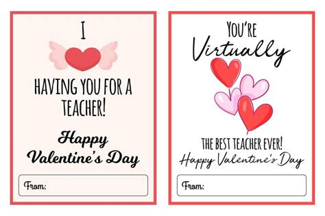 printable teacher valentines day card  gift   valentines