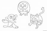 Coloriage Starters Pokemon Lune Imprimer Alolan Guardians Imprimé Fois Designg sketch template