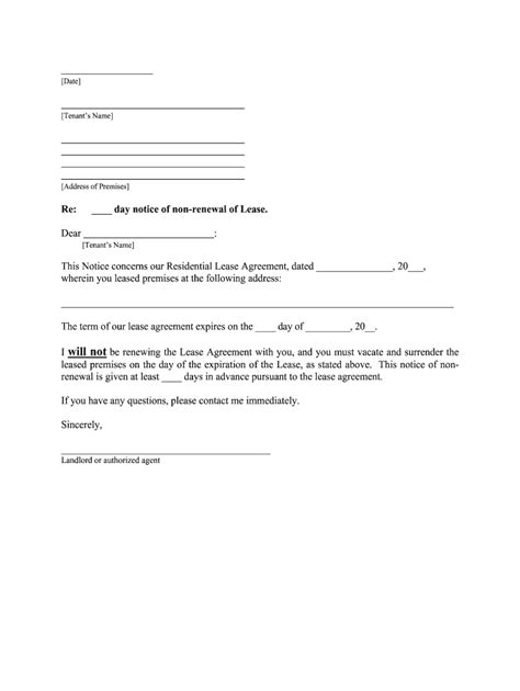 printable  renewal  lease letter printable templates