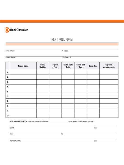 rent roll form   templates   word excel