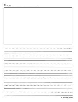 primary writing paper  drawing space  teacher allan tpt
