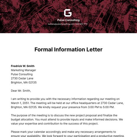 formal information letter template edit