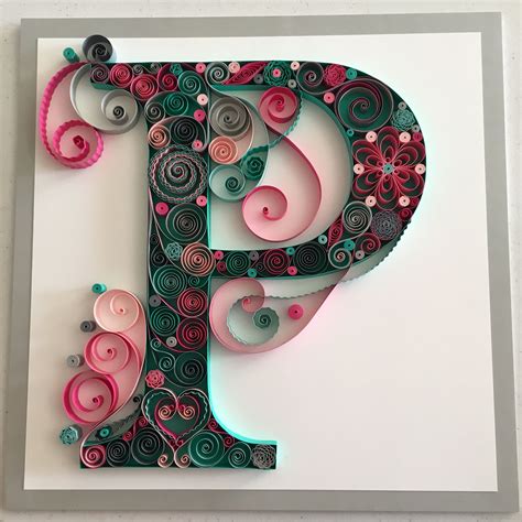 quilling quilled paper monogram lightweight cardstock letter p