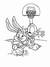 Daffy Duck Basketball Bunny Bugs Coloring Pages Baby Looney Tunes Playing Sports Colouring Bug Sketches Toons Kids Happy sketch template