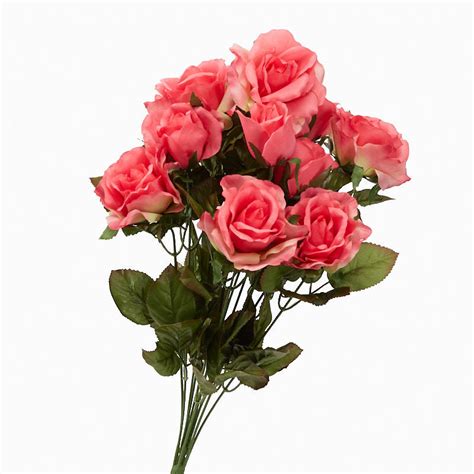 Pink Artificial Rose Bush Bushes Bouquets Floral Supplies Craft