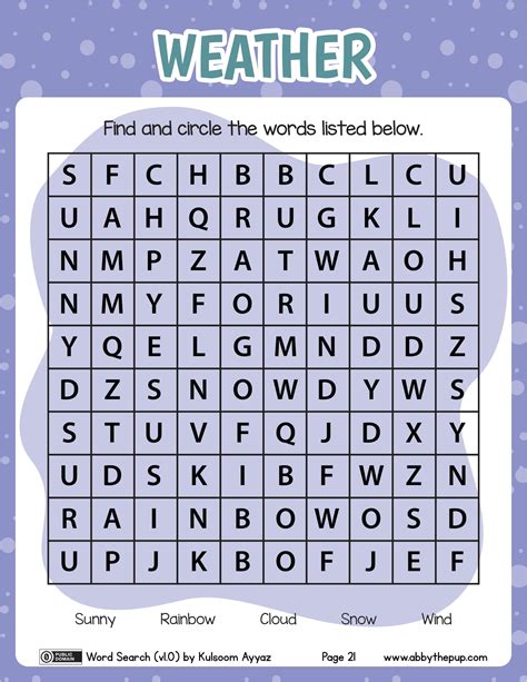 weather word search puzzle  printable puzzle games