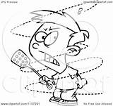Swat Pesty Clipart Cartoon Trying Fly Outlined Coloring Vector Toonaday Regarding Notes sketch template