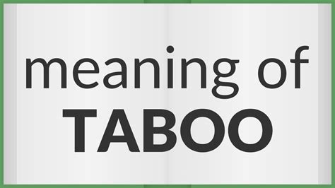 Taboo Meaning Of Taboo Youtube